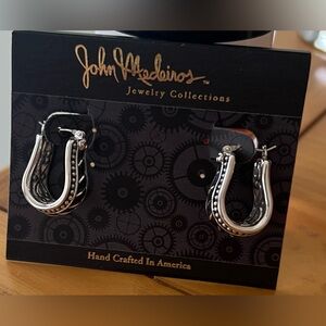 John Medeiros Silver and Blue Horse Shoe Earrings